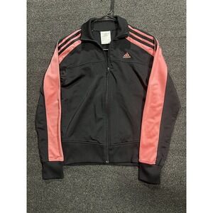Adidas‎ Track Jacket Black Pink 3 Stripe Zip Up Athletic Women's Size M